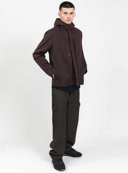 Multi Pockets Flapped Parka in Chocolate Waterproof Teflon