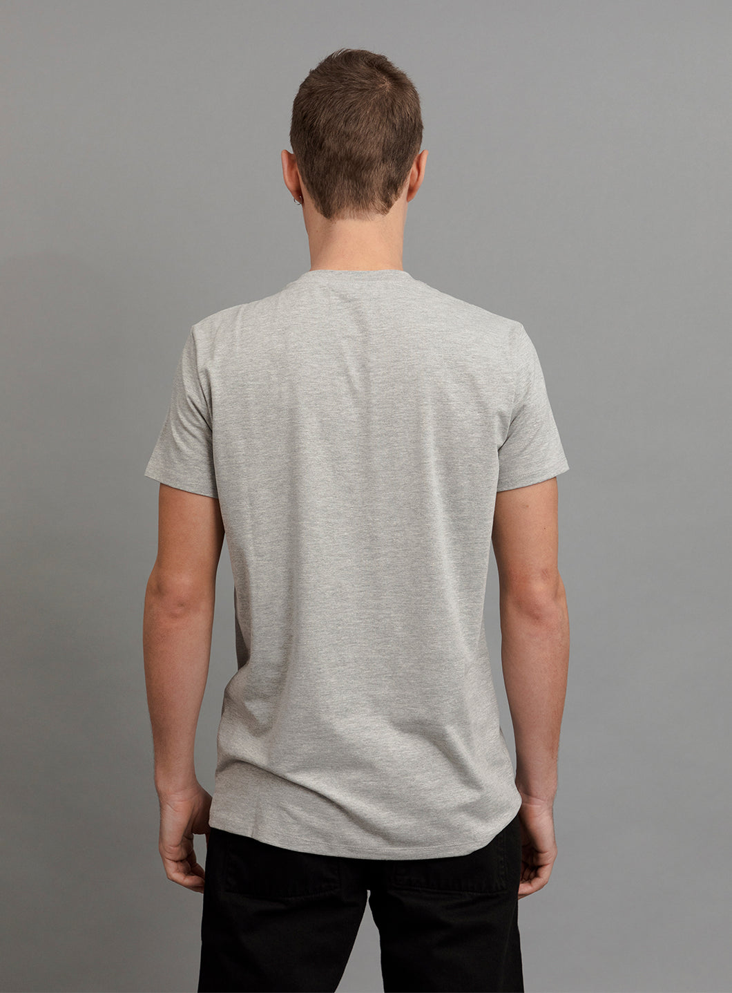 Short Sleeve T-Shirt in Heather Grey Cotton & Elastane