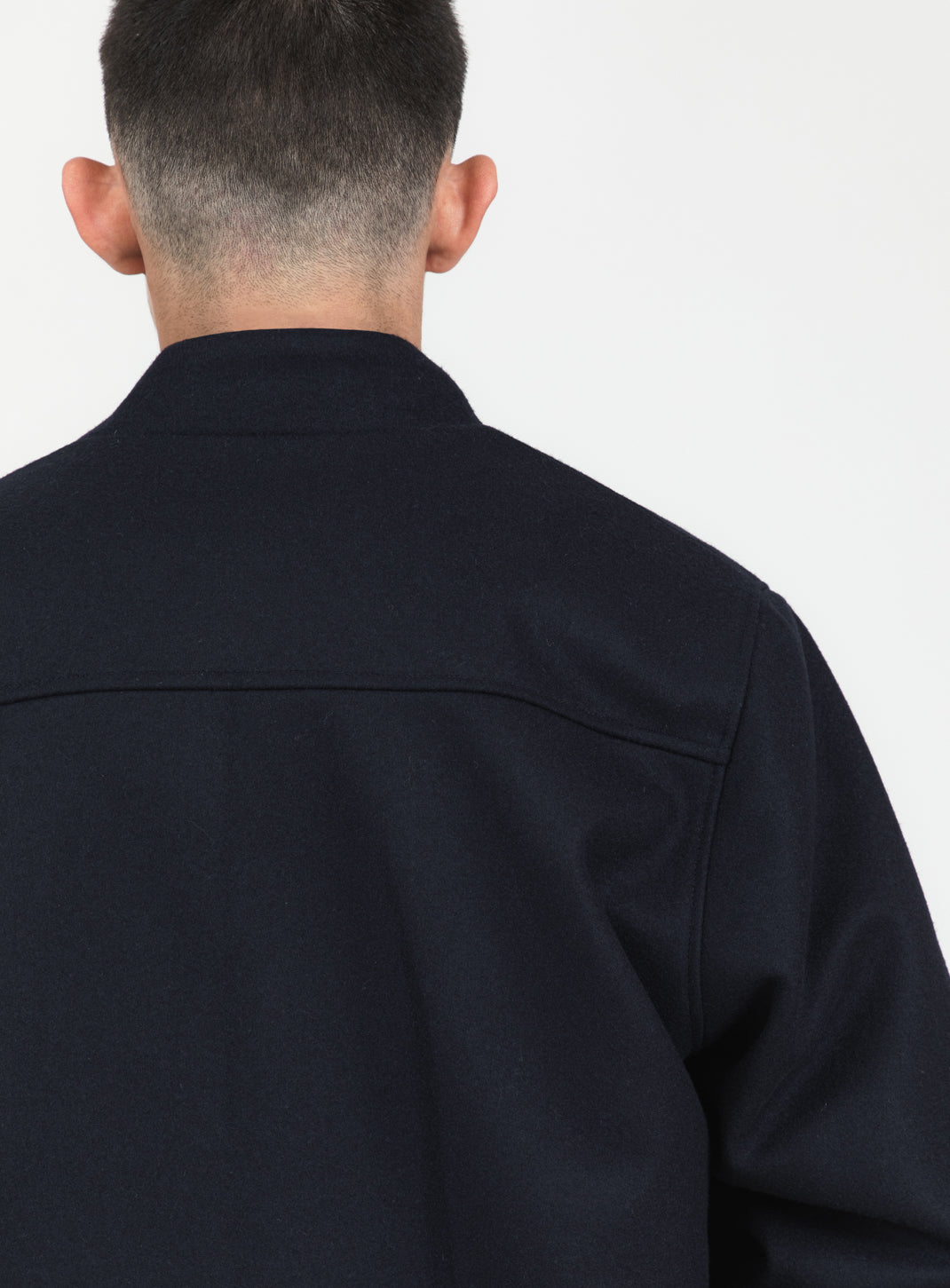 Bomber à Col Murano en Laine d'Italie Bleu Marine
