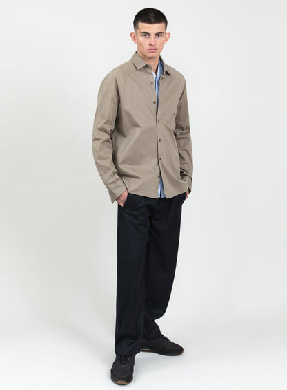 Raglan Sleeve Overshirt in Sand Cotton Gabardine