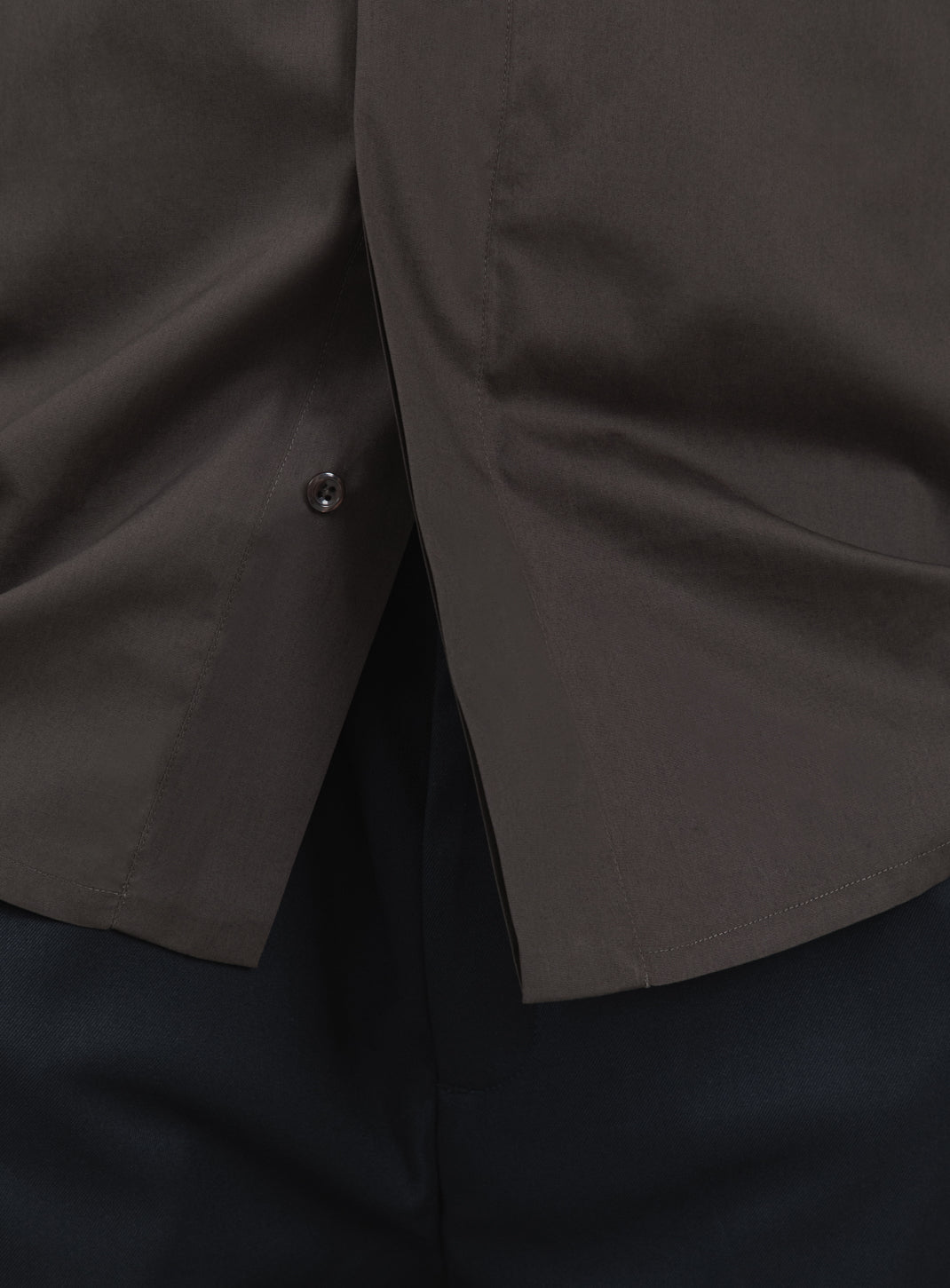 Origami Collar Shirt in Chocolate Poplin