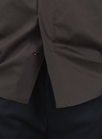 Origami Collar Shirt in Chocolate Poplin
