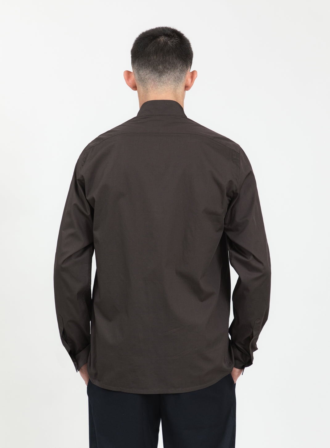 Origami Collar Shirt in Chocolate Poplin