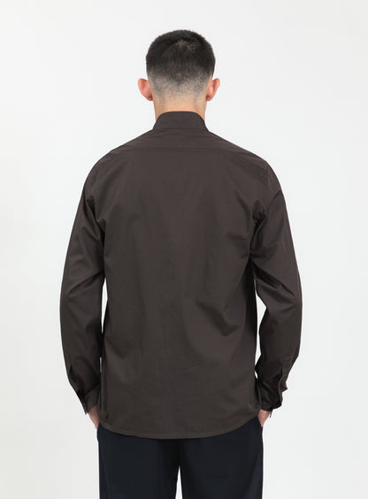 Origami Collar Shirt in Chocolate Poplin