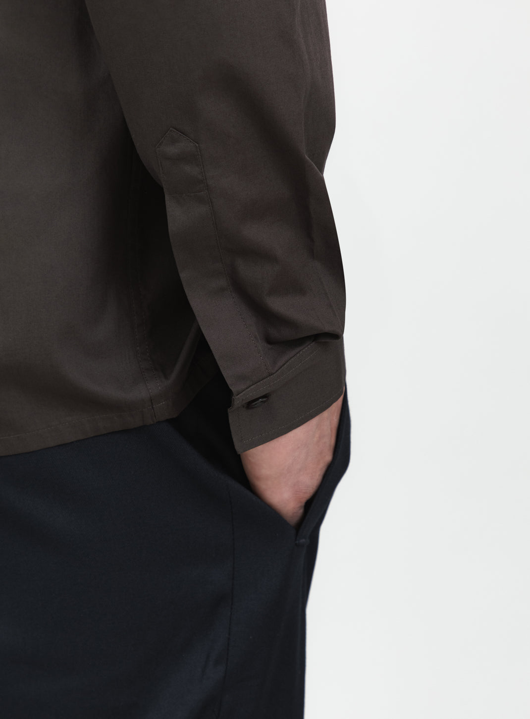 Origami Collar Shirt in Chocolate Poplin