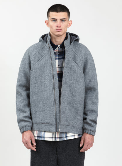 X Collar Puffer Jacket in Light Gray 100% Italian Wool