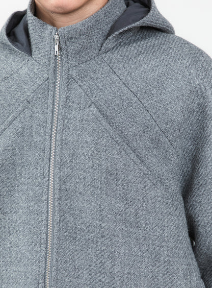 X Collar Puffer Jacket in Light Gray 100% Italian Wool