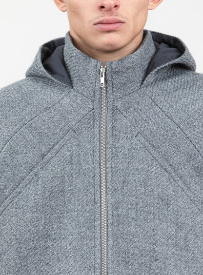 X Collar Puffer Jacket in Light Gray 100% Italian Wool