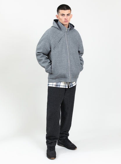 X Collar Puffer Jacket in Light Gray 100% Italian Wool