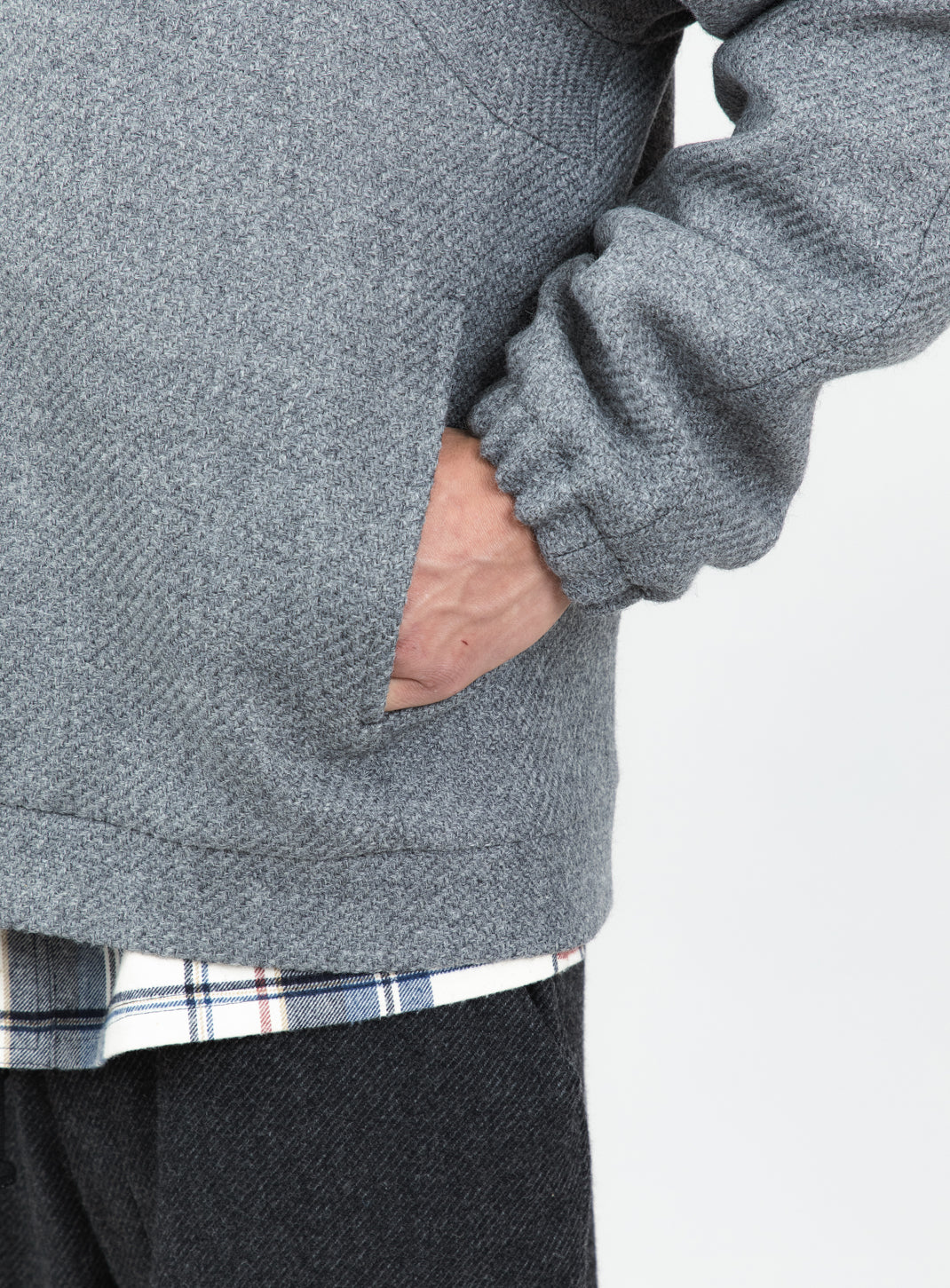 X Collar Puffer Jacket in Light Gray 100% Italian Wool