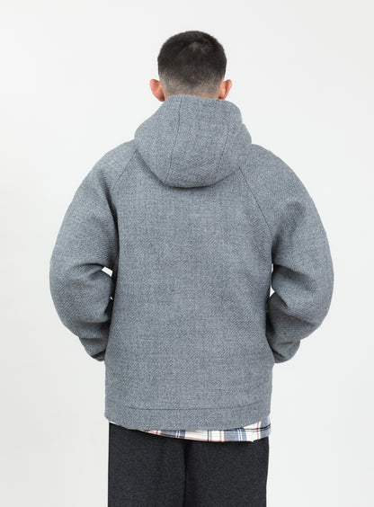 X Collar Puffer Jacket in Light Gray 100% Italian Wool