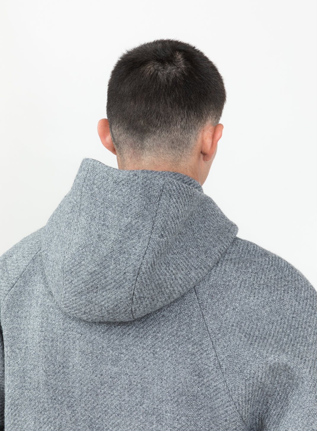 X Collar Puffer Jacket in Light Gray 100% Italian Wool