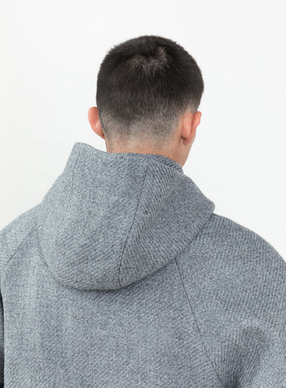 X Collar Puffer Jacket in Light Gray 100% Italian Wool
