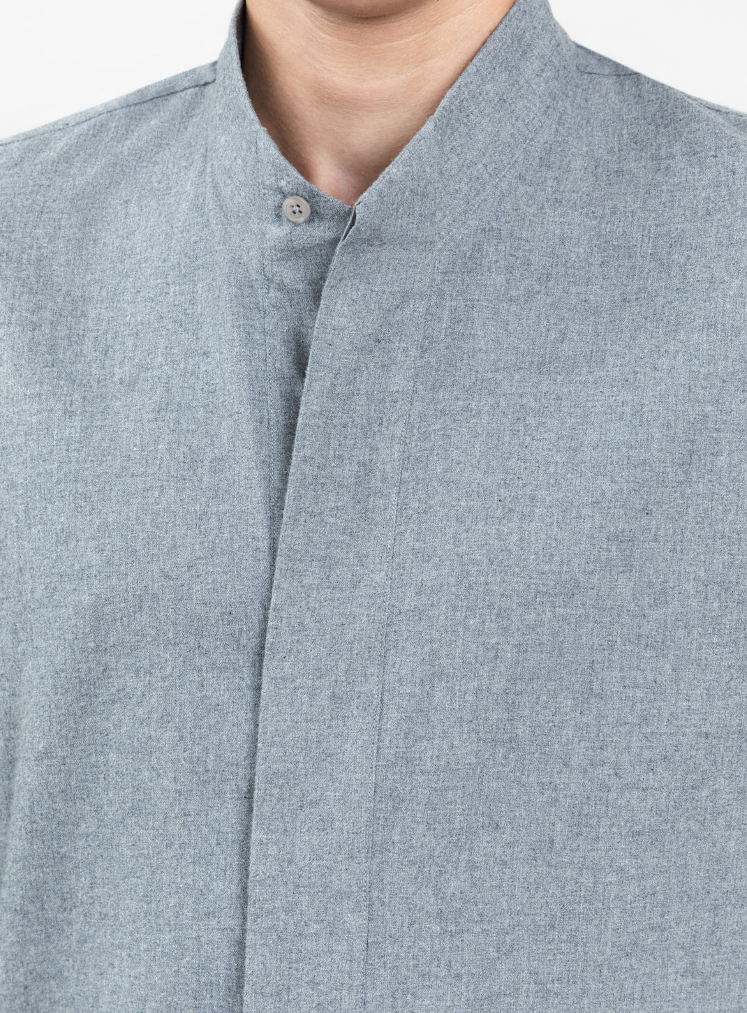 Origami Collar Shirt in Heather Gray Cotton Flannel