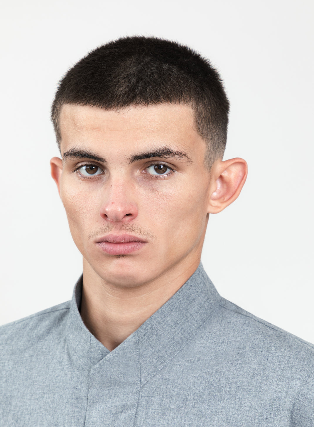 Origami Collar Shirt in Heather Gray Cotton Flannel