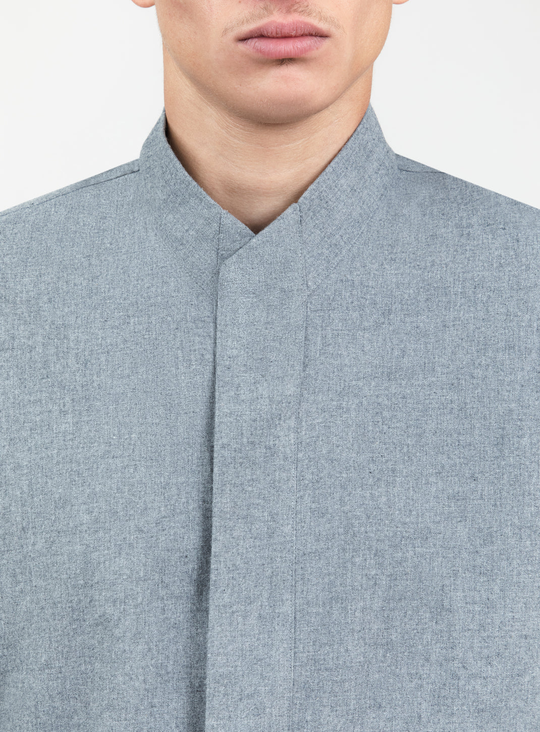 Origami Collar Shirt in Heather Gray Cotton Flannel