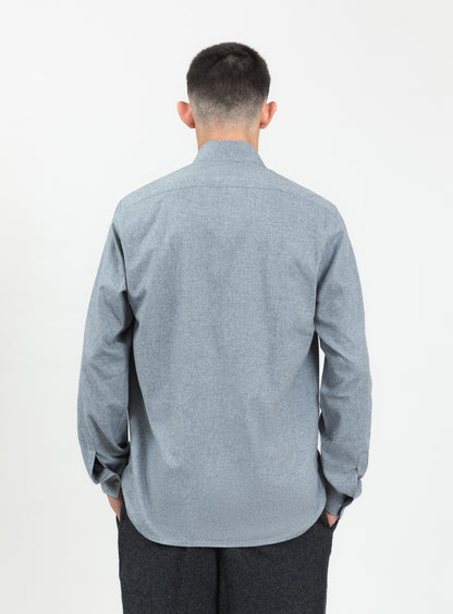 Origami Collar Shirt in Heather Gray Cotton Flannel
