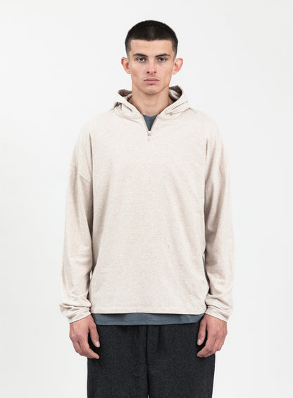 Hooded T-Shirt in Heather Beige Cotton & Elastane