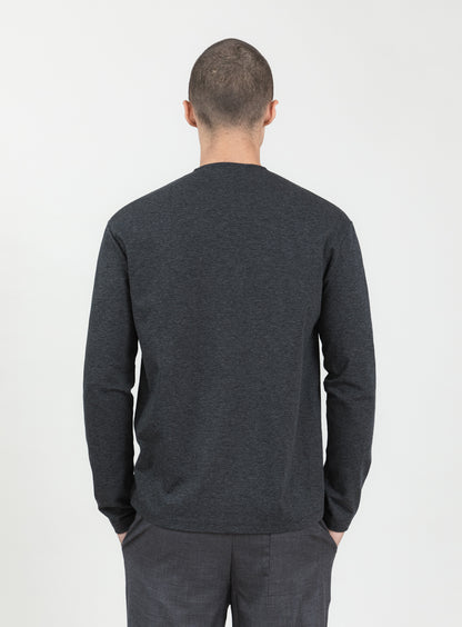 2 Buttons T-Shirt in Heather Dark Gray Technical Knit