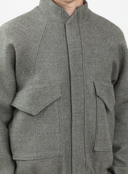 Bomber à Col Origami en 100% Laine d'Italie Argile