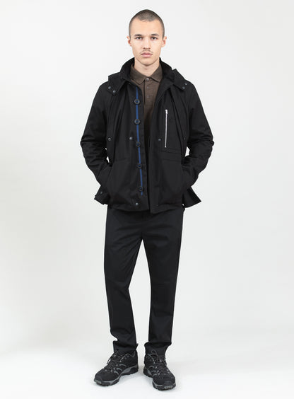 Multi Pockets Flapped Parka in Black Waterproof Teflon