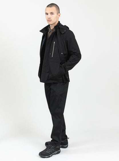 Multi Pockets Flapped Parka in Black Waterproof Teflon