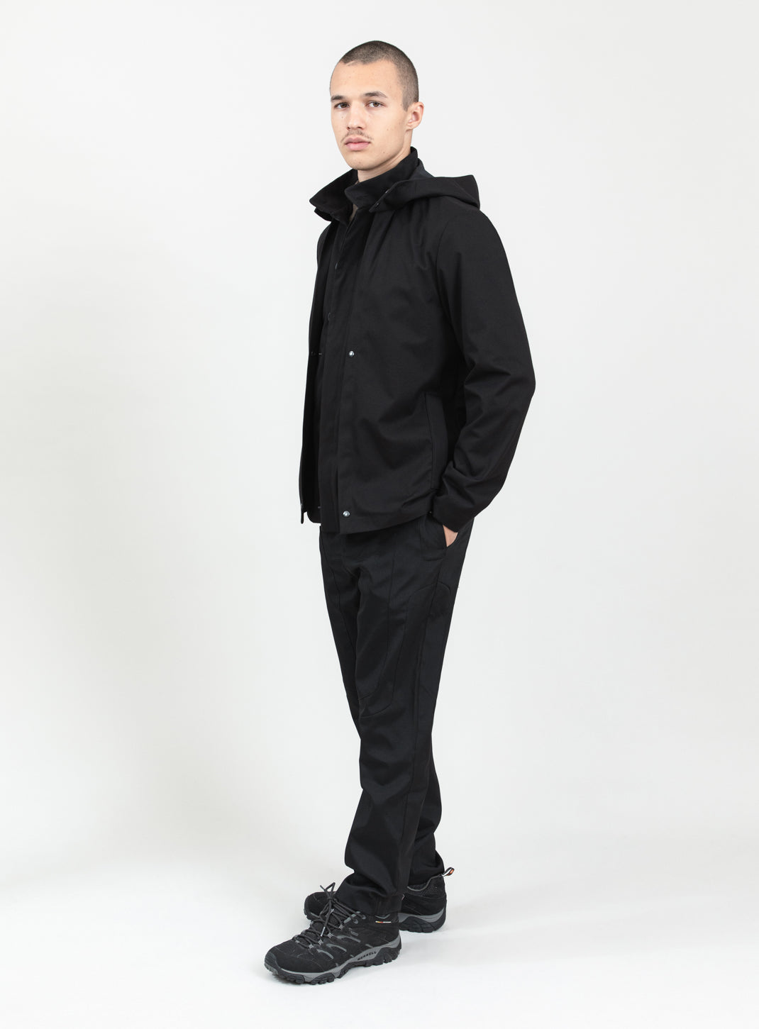 Multi Pockets Flapped Parka in Black Waterproof Teflon