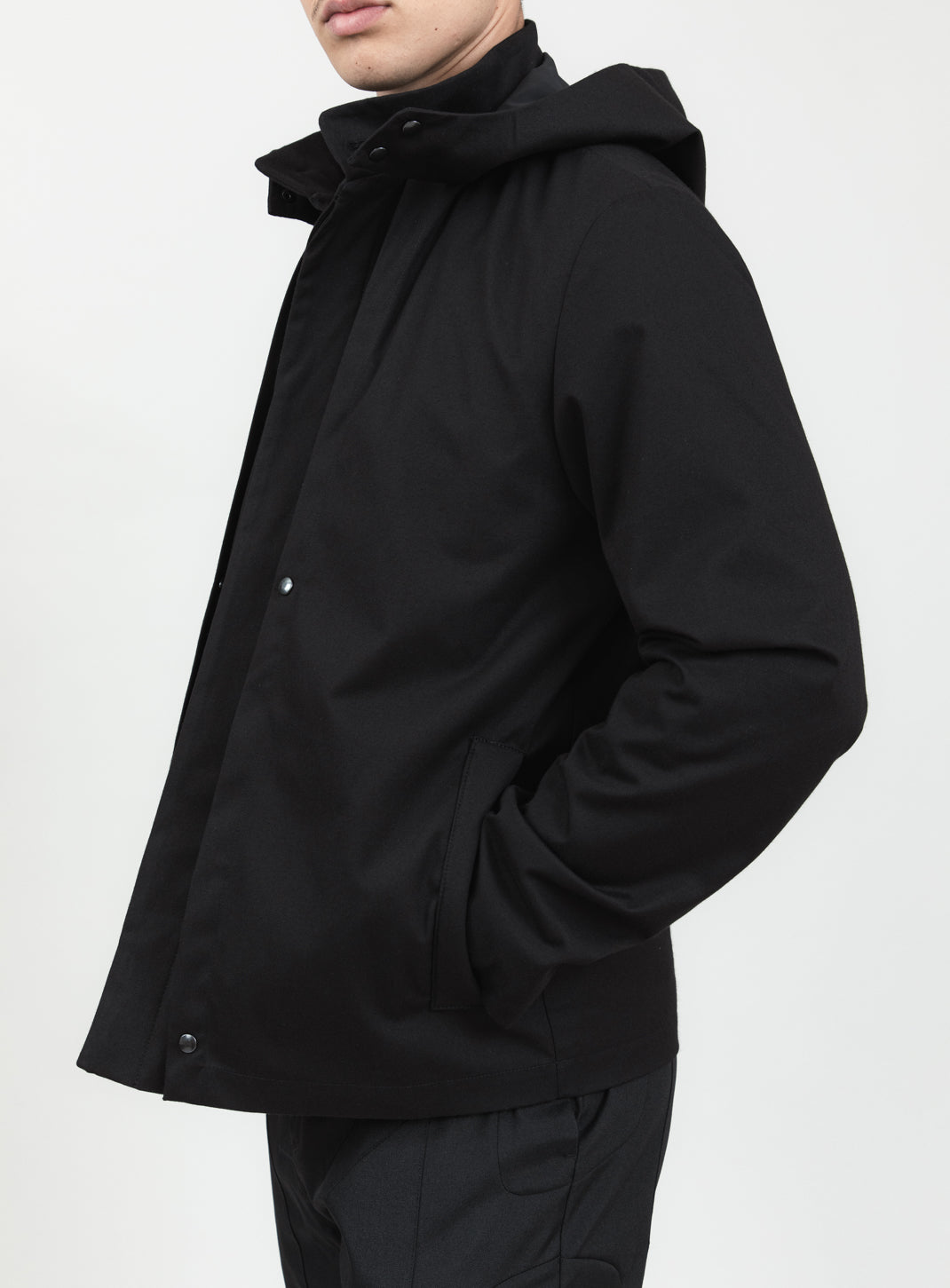 Multi Pockets Flapped Parka in Black Waterproof Teflon