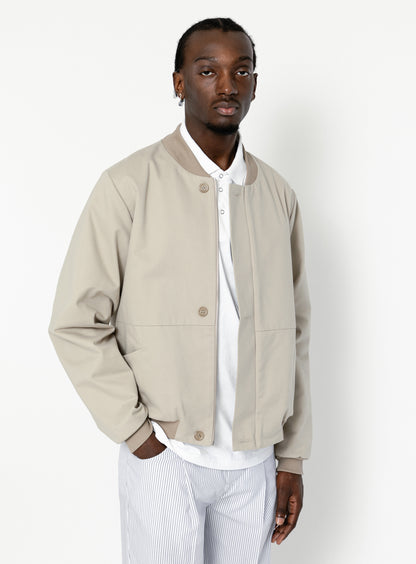 Chino Bomber Jacket in Beige Cotton Gabardine