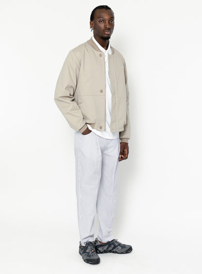 Chino Bomber Jacket in Beige Cotton Gabardine