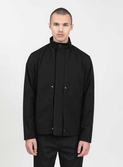 Multi Pockets Flapped Parka in Black Waterproof Teflon