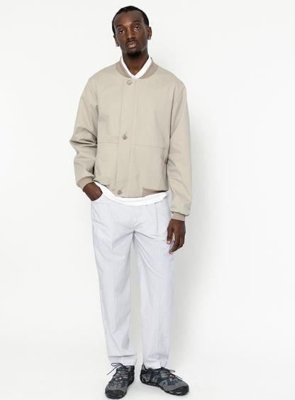 Chino Bomber Jacket in Beige Cotton Gabardine