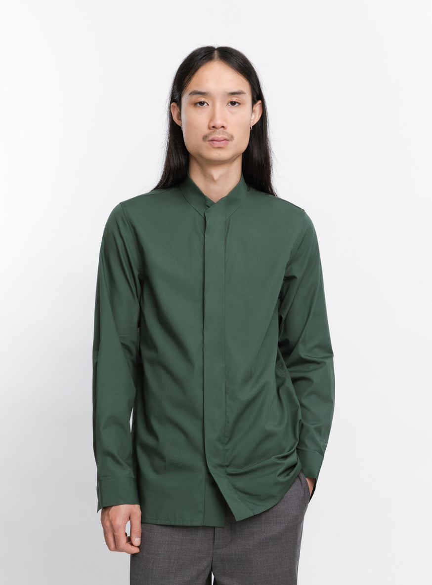 Origami Collar Shirt in English Green Poplin