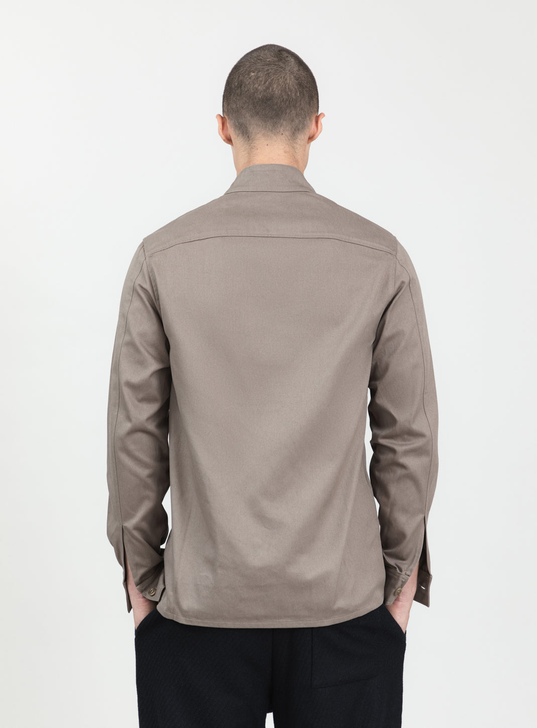 Surchemise à Col Murano en Gabardine de Coton Kaki