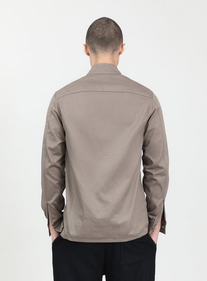 Surchemise à Col Murano en Gabardine de Coton Kaki