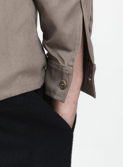 Surchemise à Col Murano en Gabardine de Coton Kaki
