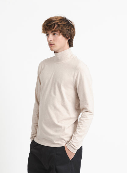 Funnel Neck Undershirt in Heather Beige Cotton & Elastane