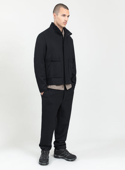Blouson-Saharienne en Laine & Cachemire Bleu Marine