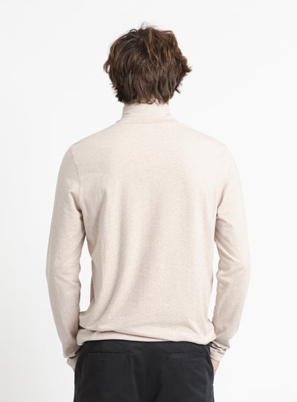 Funnel Neck Undershirt in Heather Beige Cotton & Elastane