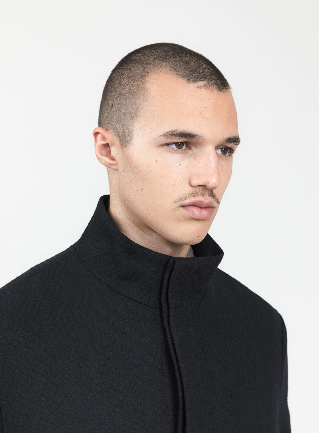 Blouson-Saharienne en Laine & Cachemire Bleu Marine