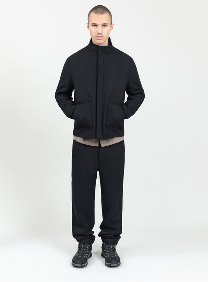Blouson-Saharienne en Laine & Cachemire Bleu Marine
