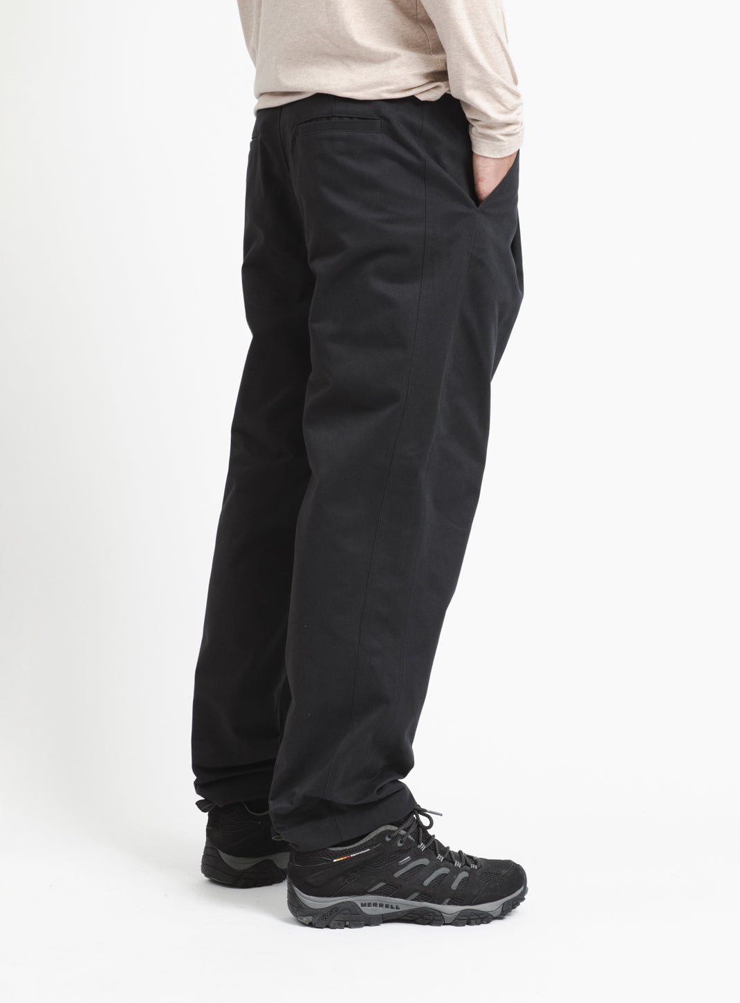 Large Pleated Pants in Navy Blue Cotton Gabardine