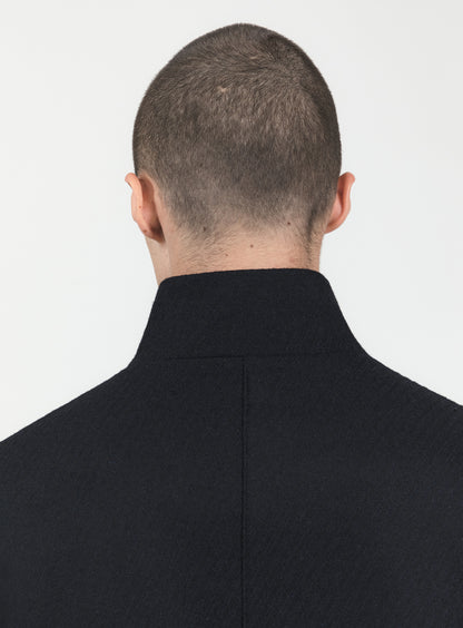 Blouson-Saharienne en Laine & Cachemire Bleu Marine