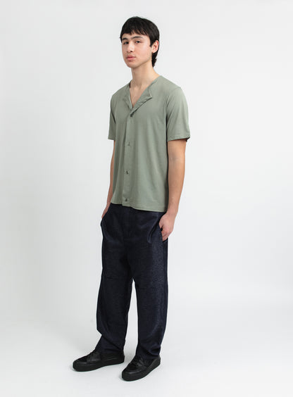 Pants with Front Cuts in Navy Blue Technical End-on-End
