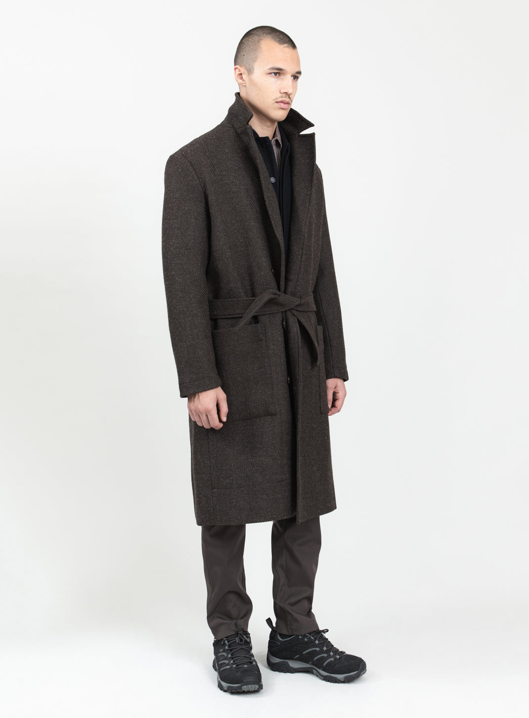 Bathrobe Coat in Chocolate 100% Italian Wool