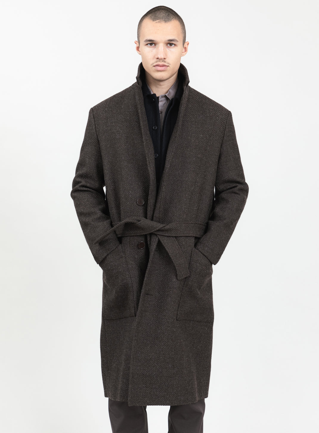Bathrobe Coat in Chocolate 100% Italian Wool