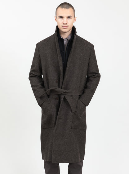 Bathrobe Coat in Chocolate 100% Italian Wool