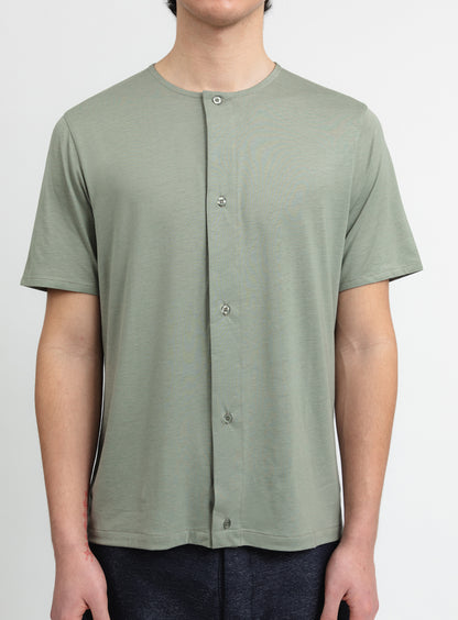 T-Shirt with 5 Buttons in Clay Eucalyptus & Cotton