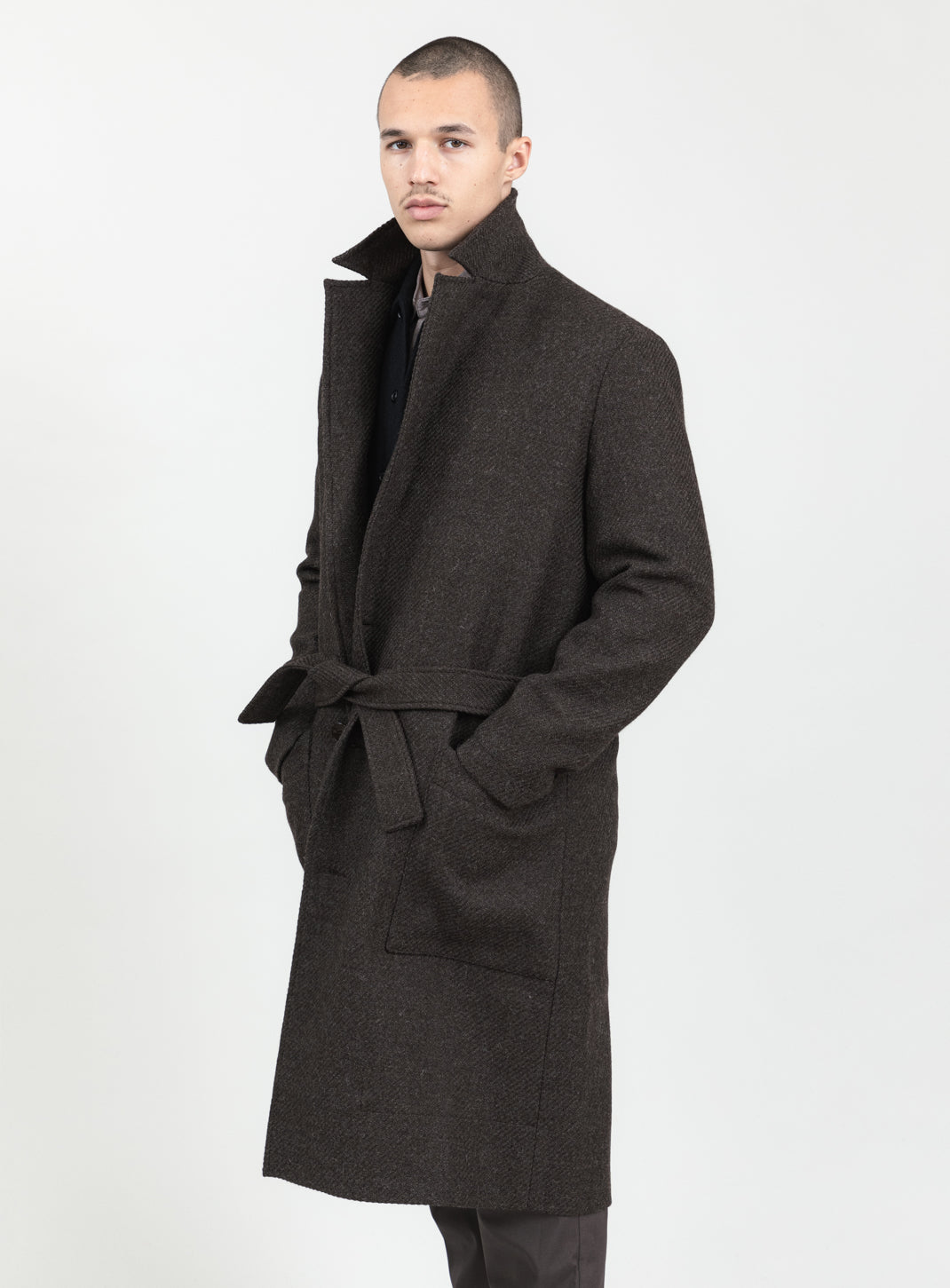 Bathrobe Coat in Chocolate 100% Italian Wool