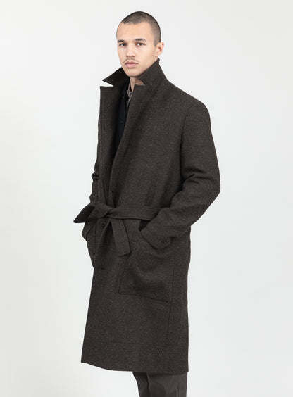Bathrobe Coat in Chocolate 100% Italian Wool